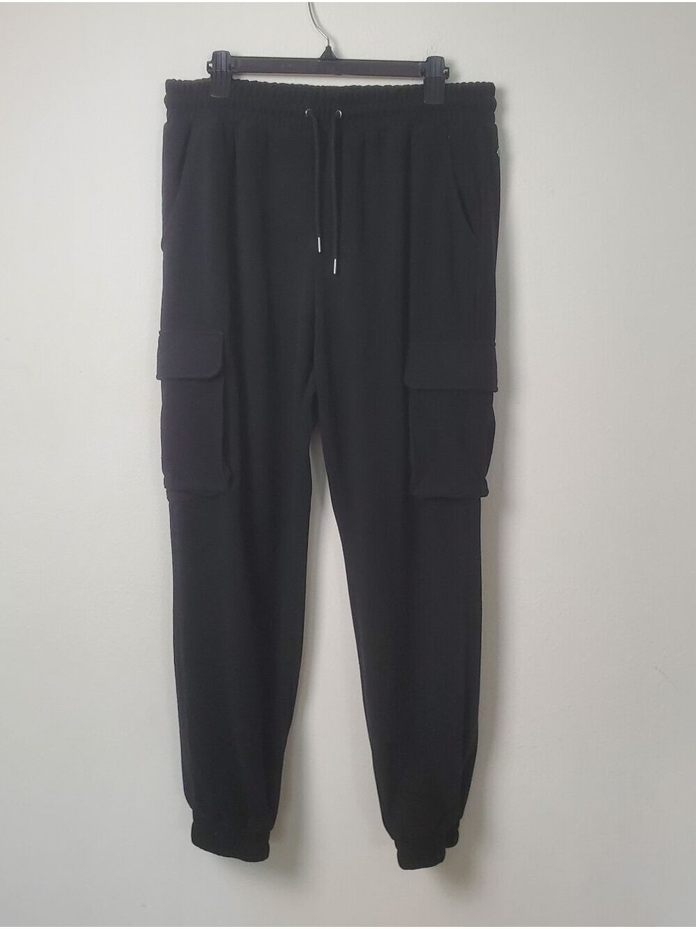 Zella Black Cargo Sweat Pants Jogger With Pockets Women's Size Large Very Soft